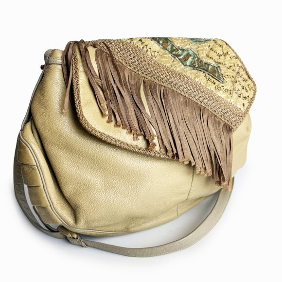 Sharif Shoulder Bag Messenger 80s Retro Snake Skin Leather Fringe Boho - Picture 4 of 10